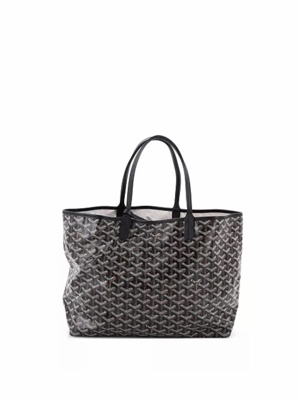 Black Patterned Tote Bag with Double Top Handles